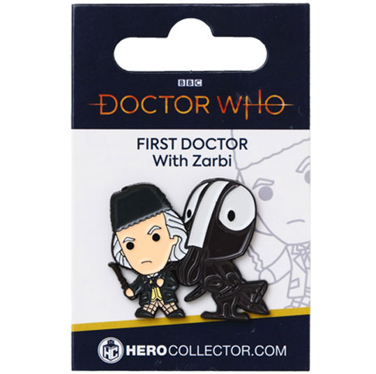 Doctor Who First Doctor & Zarbi Chibi Style Pin Badge