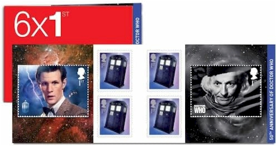 Doctor Who Royal Mail 50th Anniversary 6 x 1st Class Stamp Booklet