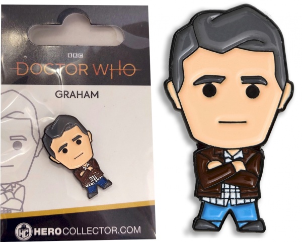 Doctor Who Graham O'Brien Chibi Style Pin Badge