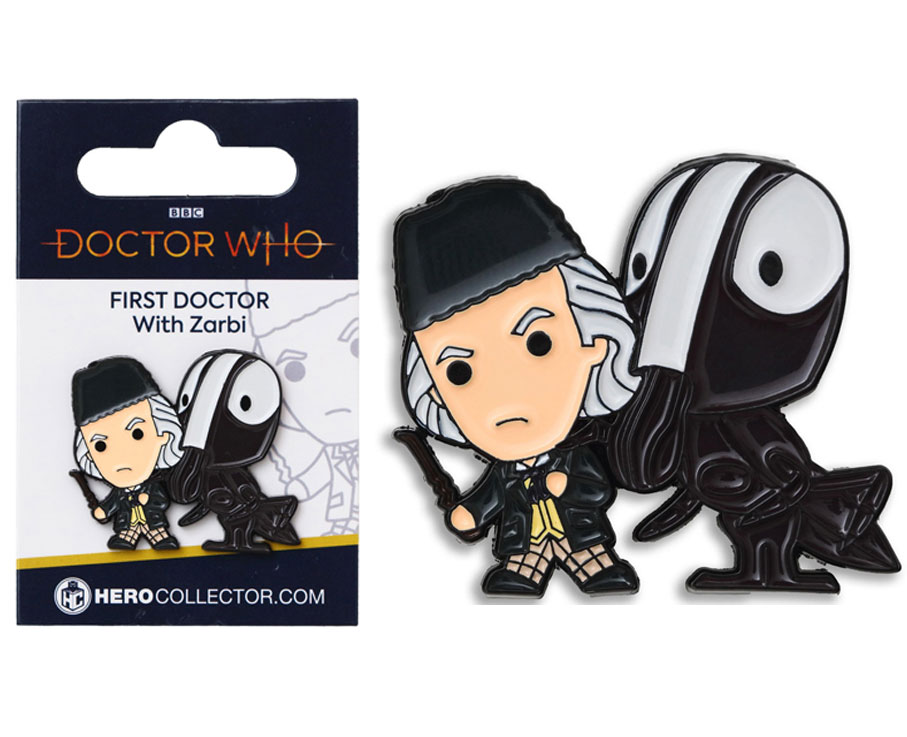 Doctor Who First Doctor & Zarbi Chibi Style Pin Badge