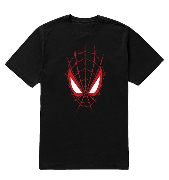 Marvel: Spider-Man Miles Morales 'Black & Red Head' Black Adult T-Shirts