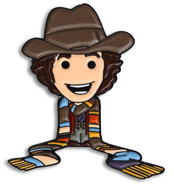 Doctor Who Fourth Doctor with Scarf Chibi Style Pin Badge