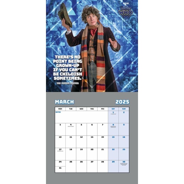 Doctor Who Official Classic Edition 2025 Square Wall Calendar