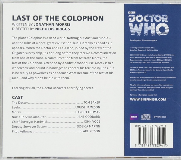 Doctor Who: The Last of the Colophon Audio CD