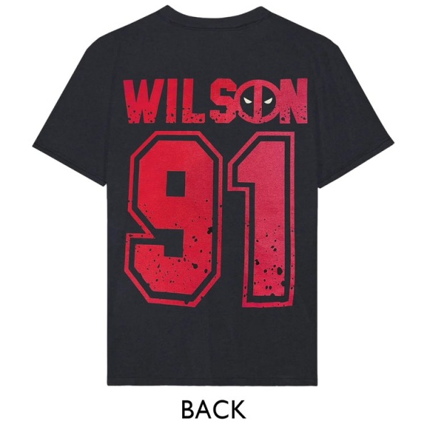 Marvel: Deadpool 'Wilson 91' Black Adult T-Shirts With Back Print