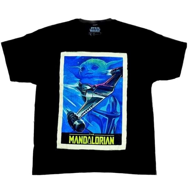 Star Wars: The Mandalorian 'Grogu & Starfighter' Black Adult T-Shirts