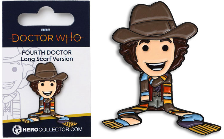 Doctor Who Fourth Doctor with Scarf Chibi Style Pin Badge