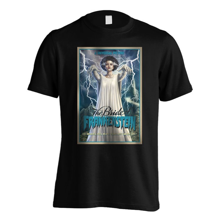 Universal Monsters 'Bride of Frankenstein' Black Adult T-Shirts