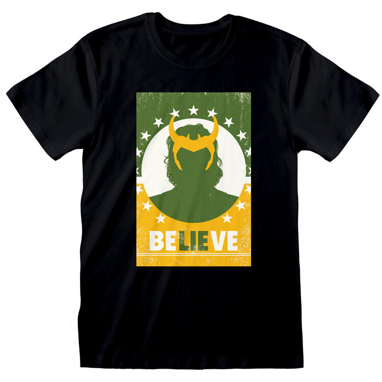 Marvel: Loki 'Believe' Black Adult T-Shirts