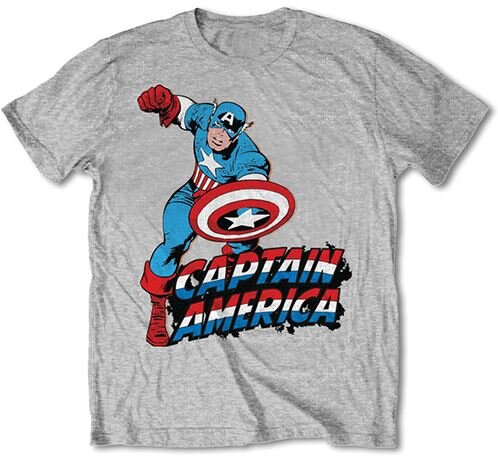 Marvel: Captain America 'Jack Kirby Retro Style' Grey Marl Adult T-Shirts