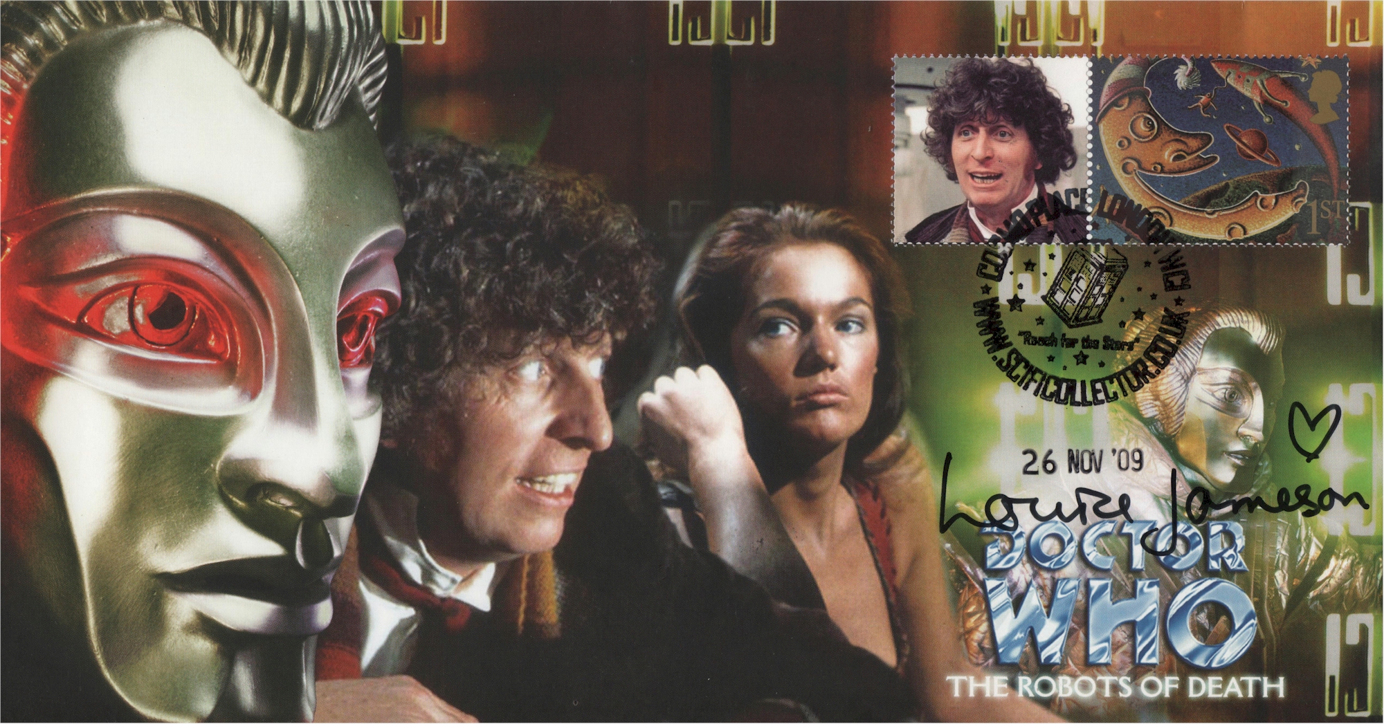 Doctor Who The Robots of Death Collectible Stamp Cover Signed by LOUISE JAMESON