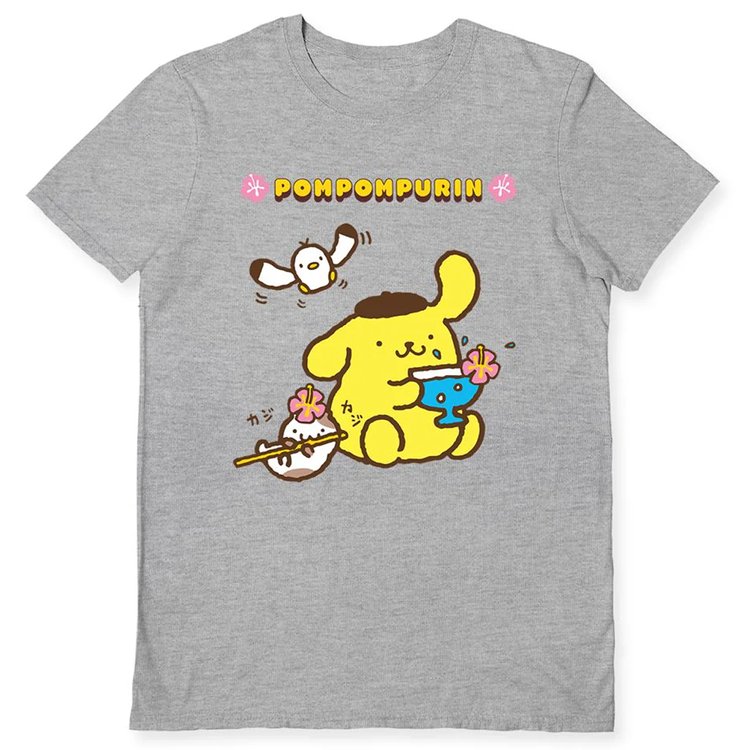 Sanrio 'Pompompurin' Grey Marl Adult T-Shirts