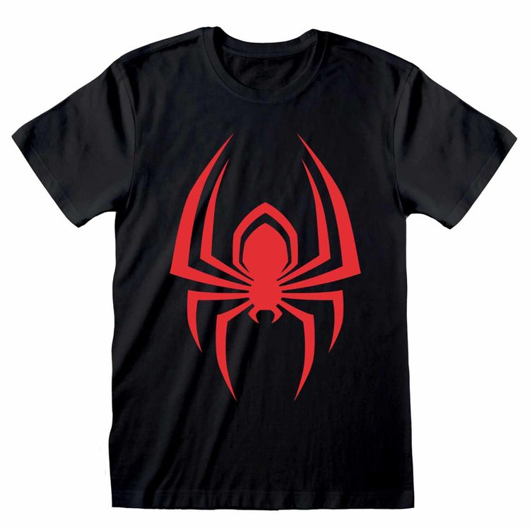 Marvel: Spider-Man Miles Morales 'Hanging Spider' Black Adult T-Shirts